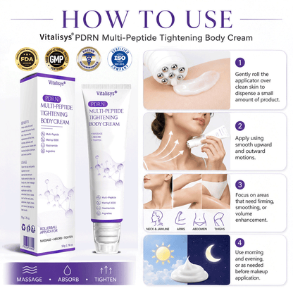 Vitalisys®🇺🇸PDRN Multi-Peptide Massaging Body Roller Cream- Anti-aging, Hydrating, Skin Firming & Lifting, Skin Repair, Even Tone, Acne and Dark Spot Treatment, Wart and Mole Removal, and Psoriasis Relief