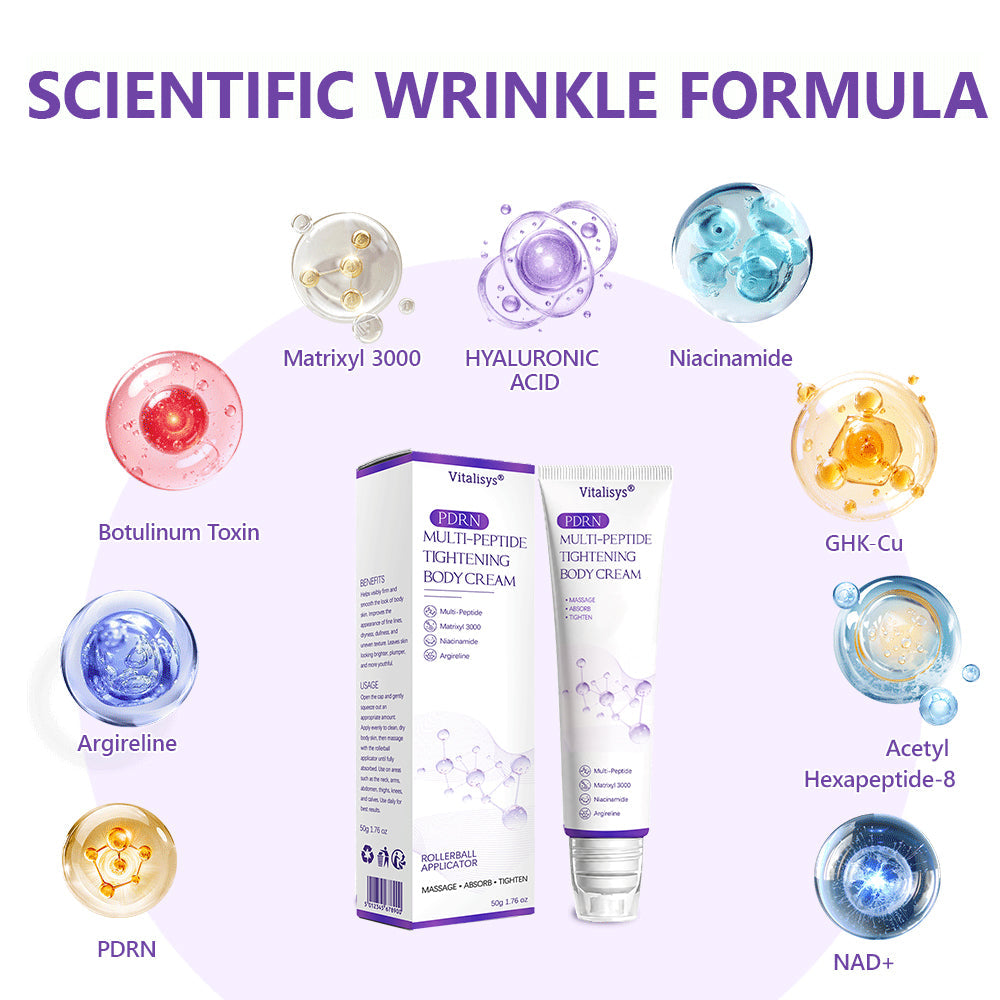 Vitalisys®🇺🇸PDRN Multi-Peptide Massaging Body Roller Cream- Anti-aging, Hydrating, Skin Firming & Lifting, Skin Repair, Even Tone, Acne and Dark Spot Treatment, Wart and Mole Removal, and Psoriasis Relief