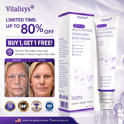 Vitalisys®🇺🇸PDRN Multi-Peptide Massaging Body Roller Cream- Anti-aging, Hydrating, Skin Firming & Lifting, Skin Repair, Even Tone, Acne and Dark Spot Treatment, Wart and Mole Removal, and Psoriasis Relief
