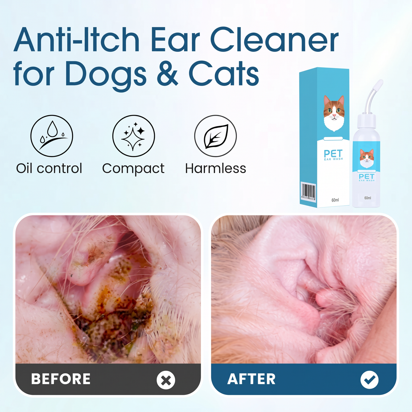 🐶🐱 | 🌈Vitalisys® Advanced Pet Ear Cleaner & Itch Relief Drops — Gentle Ear Wax Removal, Odor Eliminator, Yeast & Mite Infection Soothing, Anti-Inflammatory & Daily Ear Care for Dogs & Cats 👂