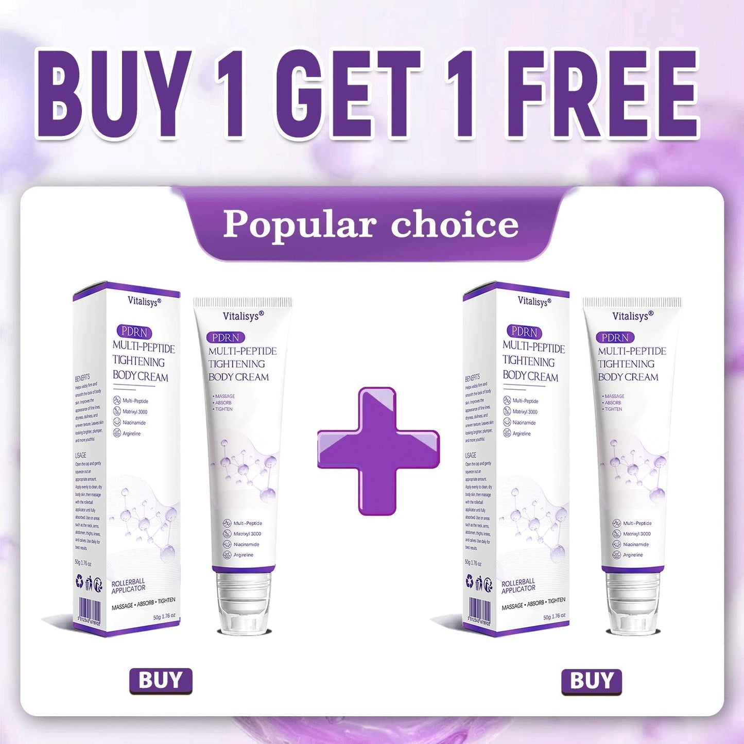 Vitalisys®🇺🇸PDRN Multi-Peptide Massaging Body Roller Cream- Anti-aging, Hydrating, Skin Firming & Lifting, Skin Repair, Even Tone, Acne and Dark Spot Treatment, Wart and Mole Removal, and Psoriasis Relief
